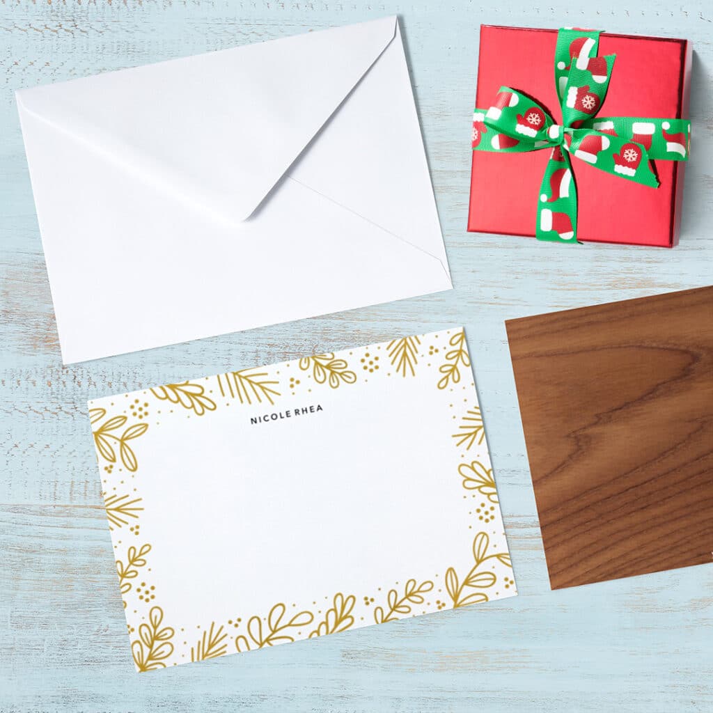 Flat Card Set "Golden Botanical Stationery"