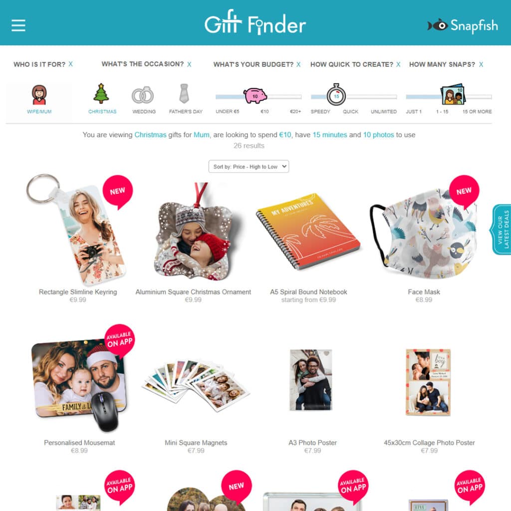 GiftFinder landing page