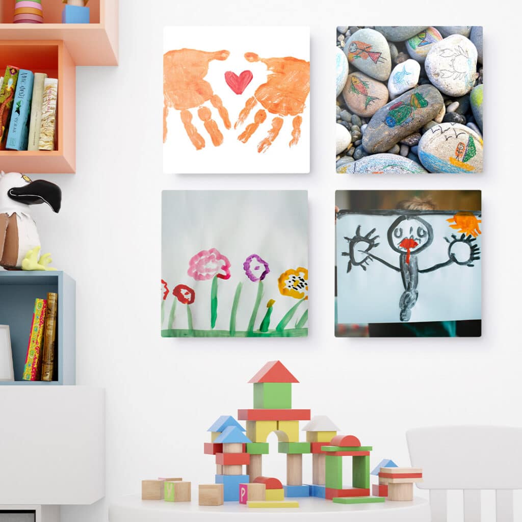 scan kids' paintings and drawings and turn them into photo tiles