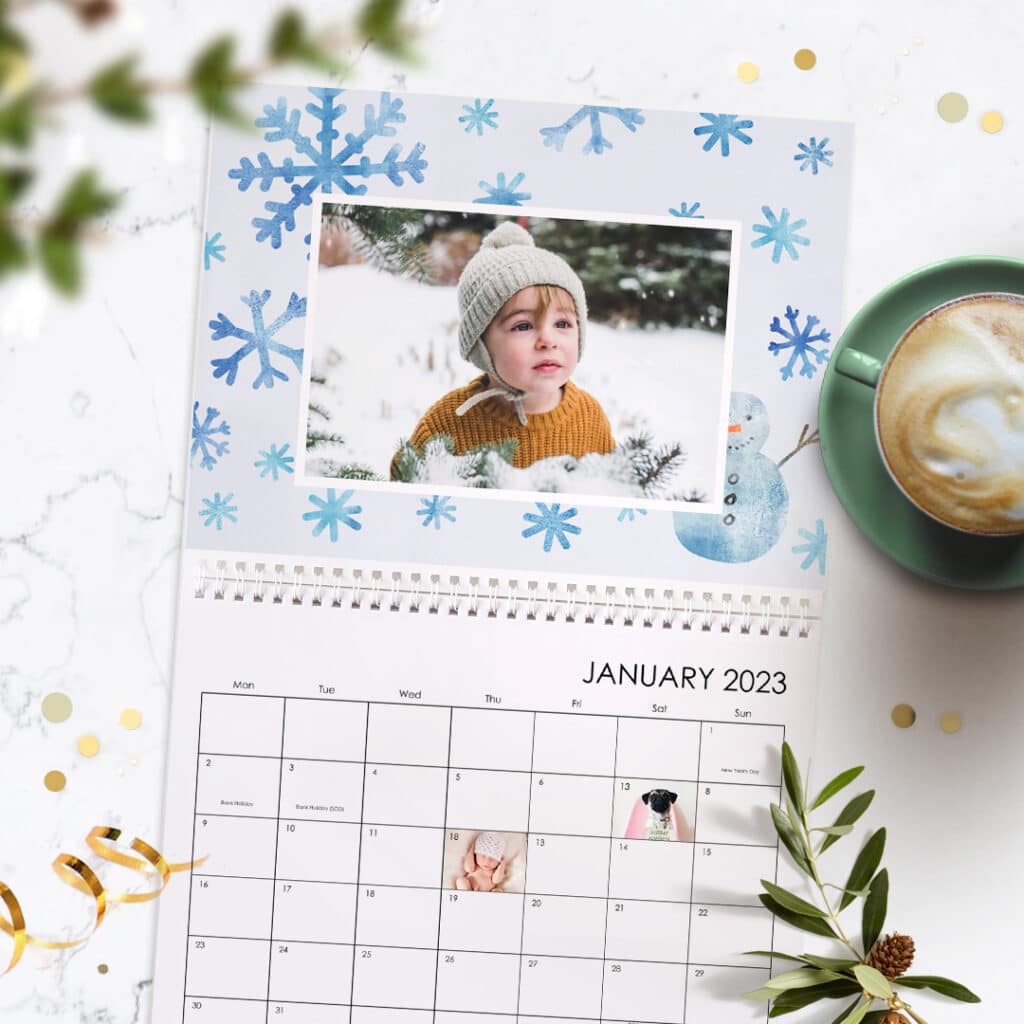 wall calendar displayed on a table