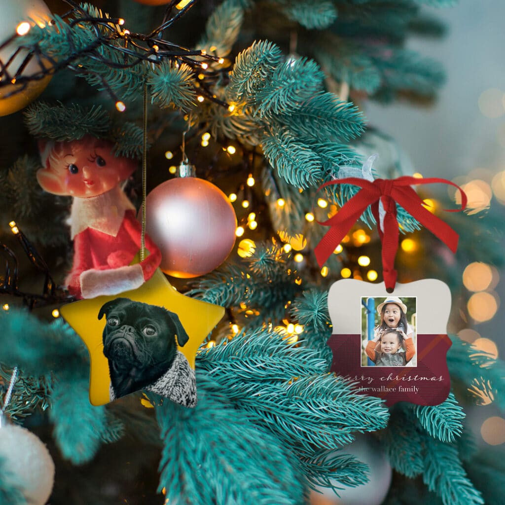 Hide the Elf next to Custom Ornaments on the Xmas tree