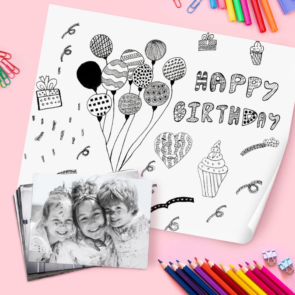 Black and white photos for colouring in