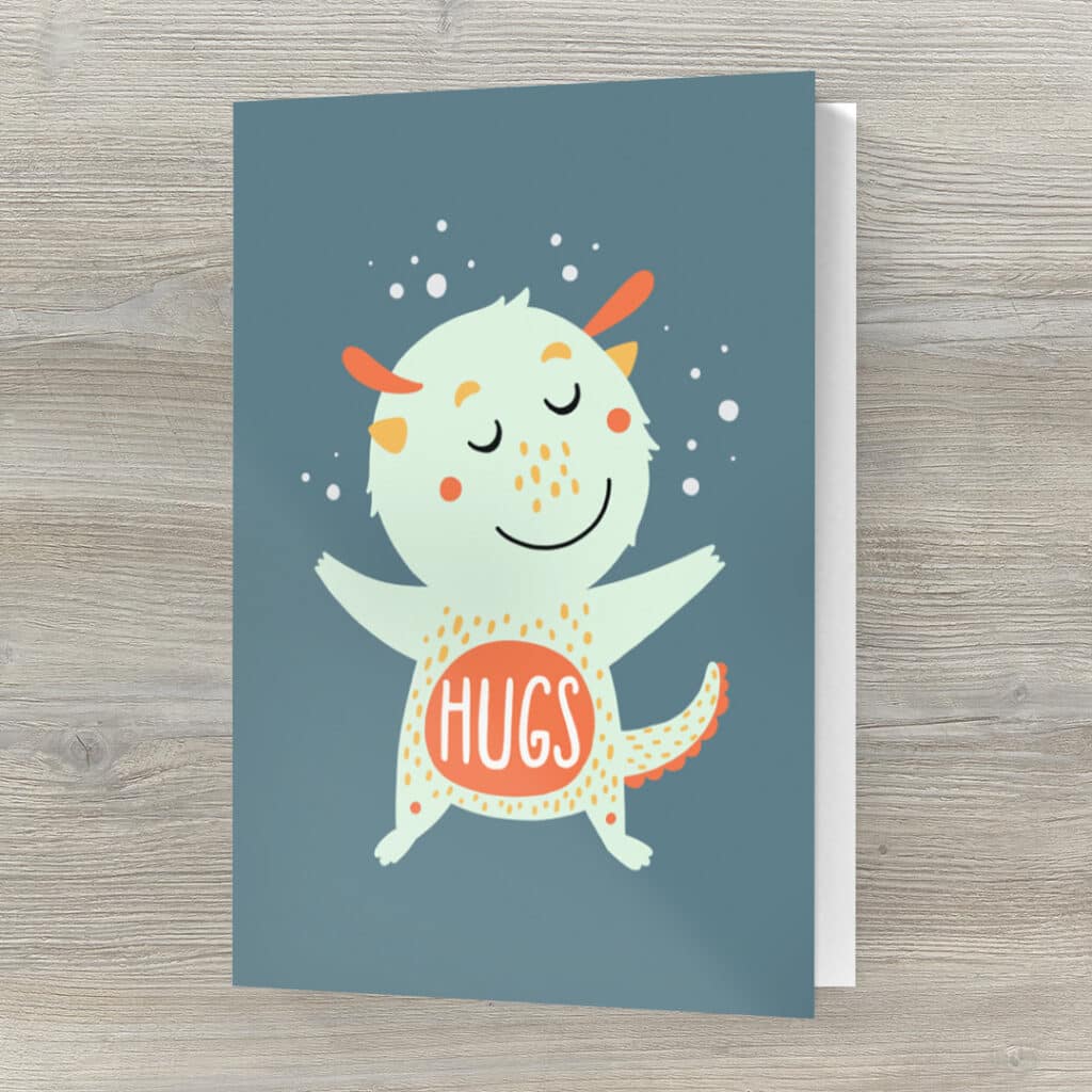 7x5" Folded Card "Hug Monster"